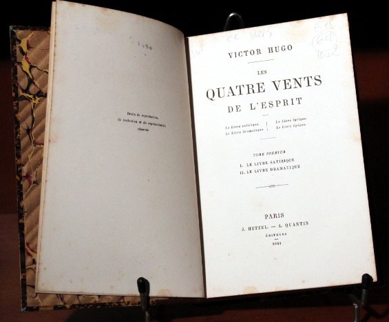 Page de titre des Quatre vents de l'esprit de Hugo dans l'édition de 1881 chez Hetzel